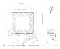 Pile funéraire La Pirelonge (Saint-Romain-de-Benet, Charente-Maritime) - Plan et coupe au trait à l'échelle 1/20e - 1967