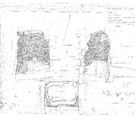 Valcabrère (Haute-Garonne) - Minute de terrain pierre à pierre du plan et des façades sud et ouest à l'échelle 1/20e
