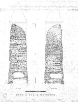 Pile du Mas de Biran : la Tourraque (Gers) - Elévations pierre à pierre à l'échelle 1/20e des façades est et ouest - 1966