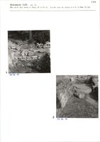 Glanum - Monument LIII (pl. 9) - Mur est-b, face ouest, et blocs 18 et 34 (1) ; marche entre les pièces a et b, et bloc 33 (2)