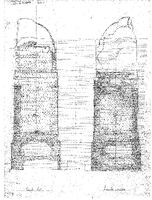 Pile du Mas de Biran : la Tourraque (Gers) - Minutes de terrain des élévations pierre à pierre à l'échelle 1/20e des façades est et ouest - 1966
