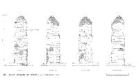 Pile funéraire La Pirelonge (Saint-Romain-de-Benet, Charente-Maritime) - Élévations au trait à l'échelle 1/50e des façades sud, est, nord et ouest - 1967